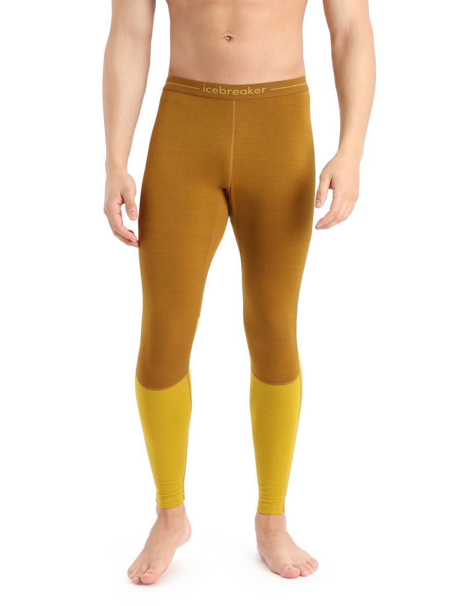 Clove / Silent Gold Men\'s Icebreaker 200 ZoneKnit™ Merino Leggings | USA 1120FDNM